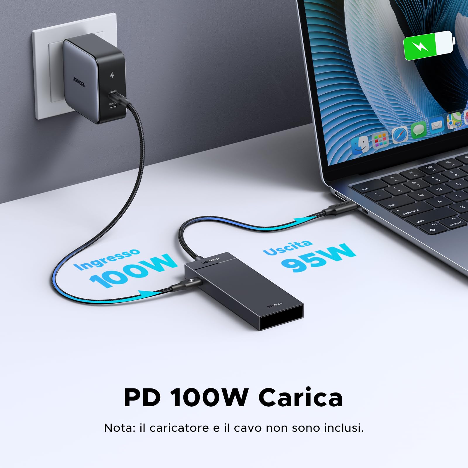 ugreen-hub-usb-c-5-in-1-10gbps-con-ricarica-pd-100w-4-porte-dati image 4