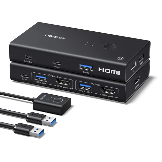 ugreen-switch-kvm-hdmi-2-0-4k-60hz-2-pc-con-4-porte-usb-3-0 image 1