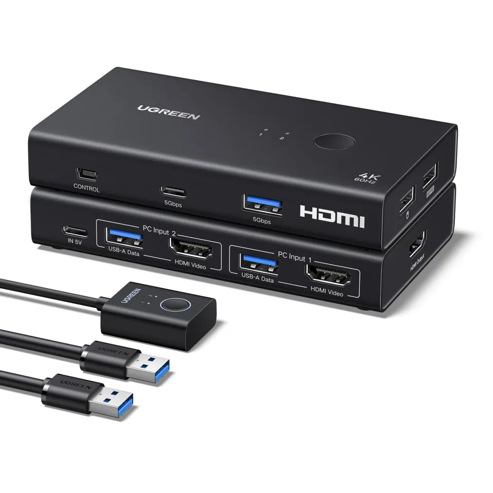 ugreen-switch-kvm-hdmi-2-0-4k-60hz-2-pc-con-4-porte-usb-3-0 image 1