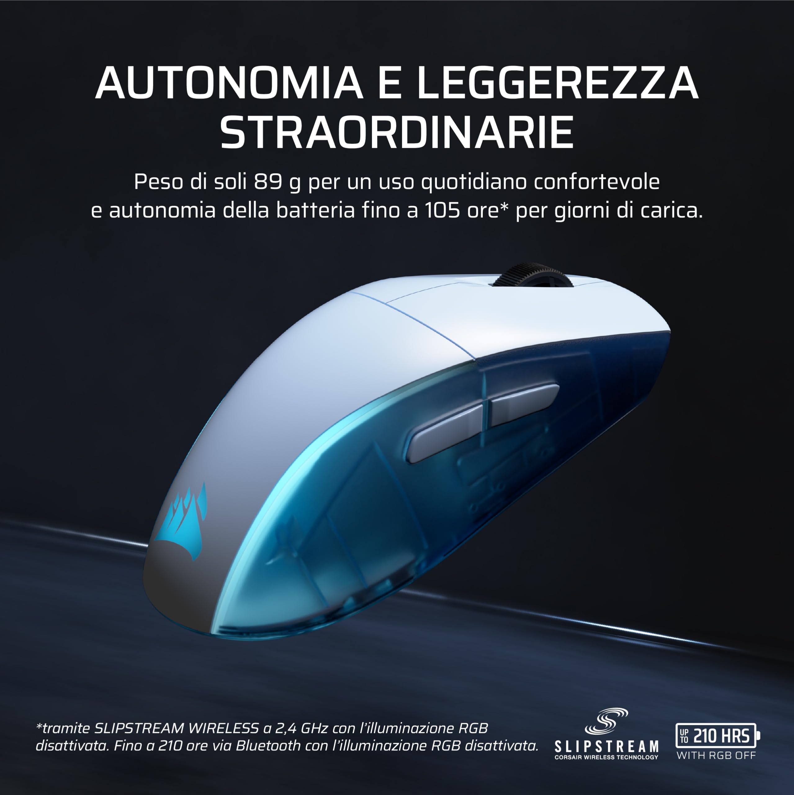 corsair-m75-wireless-rgb-mouse-da-gioco-fps-leggero-ambidestro-bianco-brina image 6