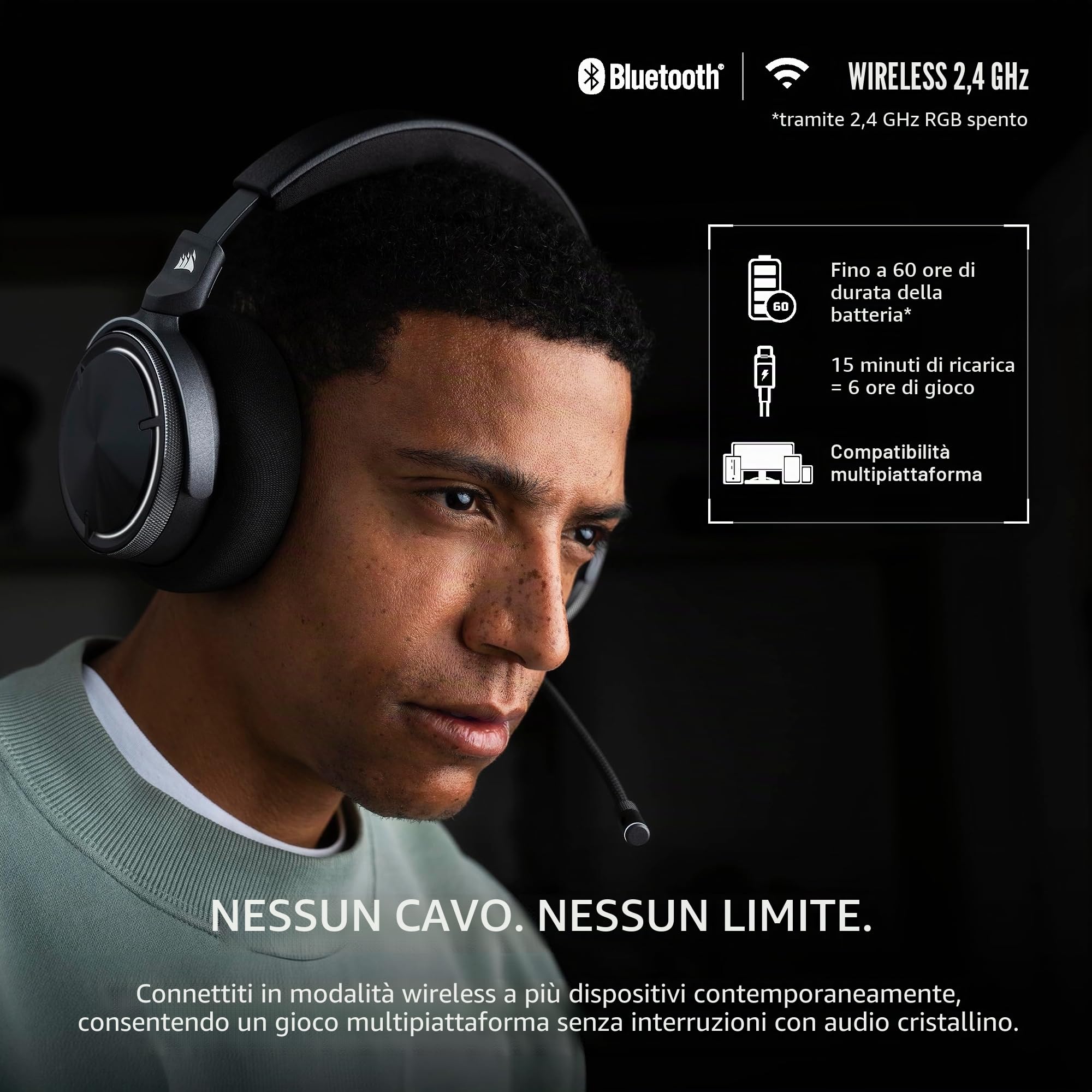 corsair-virtuoso-max-wireless-per-xbox-cuffie-gaming-bluetooth-carbonio image 5