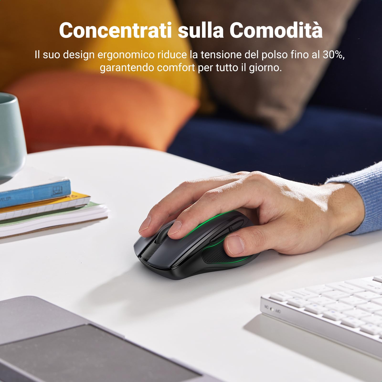 ugreen-mouse-wireless-2-4-ghz-ergonomico-silenzioso-4000-dpi-nero image 2