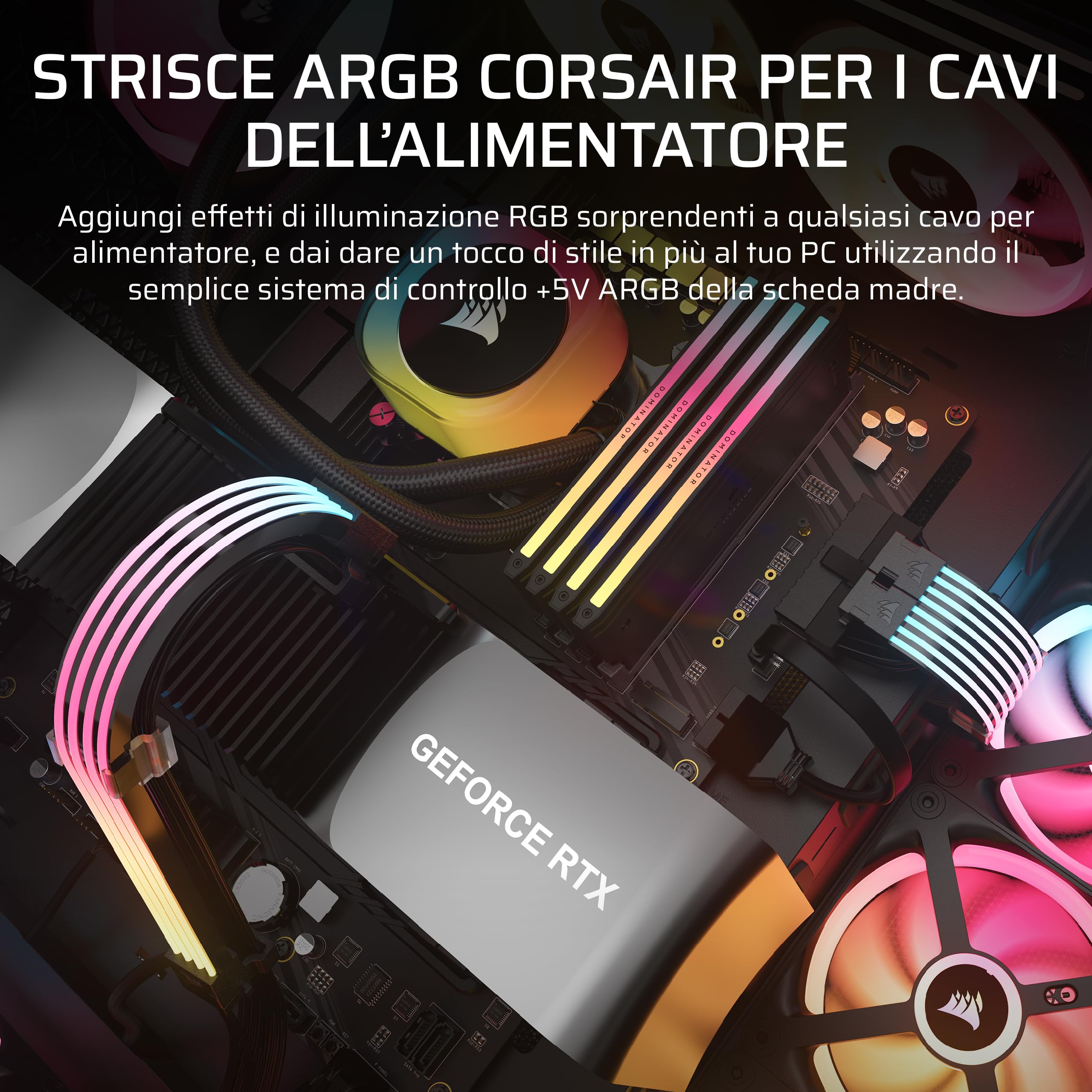 corsair-icue-argb-strisce-cavo-psu-2x-200mm-100-led-rgb-nero image 2