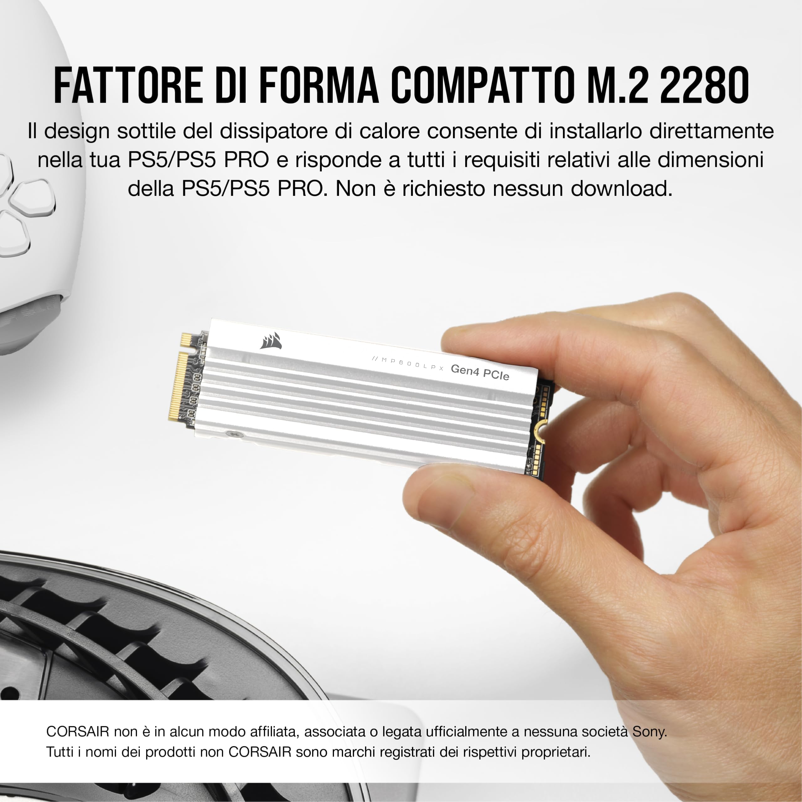 corsair-mp600-pro-lpx-1tb-m-2-pcie-gen4-x4-nvme-per-ps5-7100mb-s-bianco image 3
