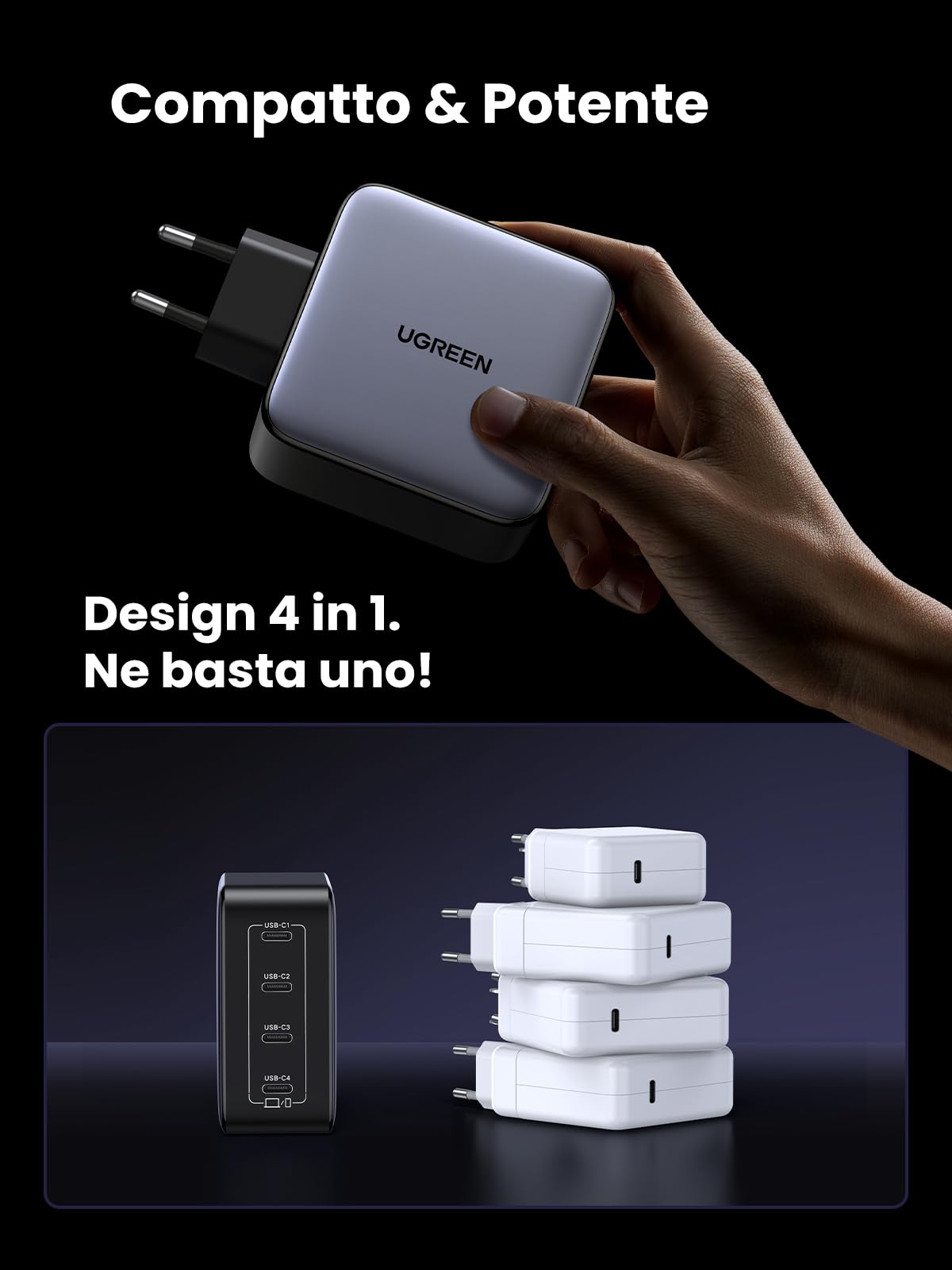ugreen-nexode-100w-caricatore-usb-c-gan-4-porte-type-c-pd-3-0-e-pps-45w-per-macb image 6