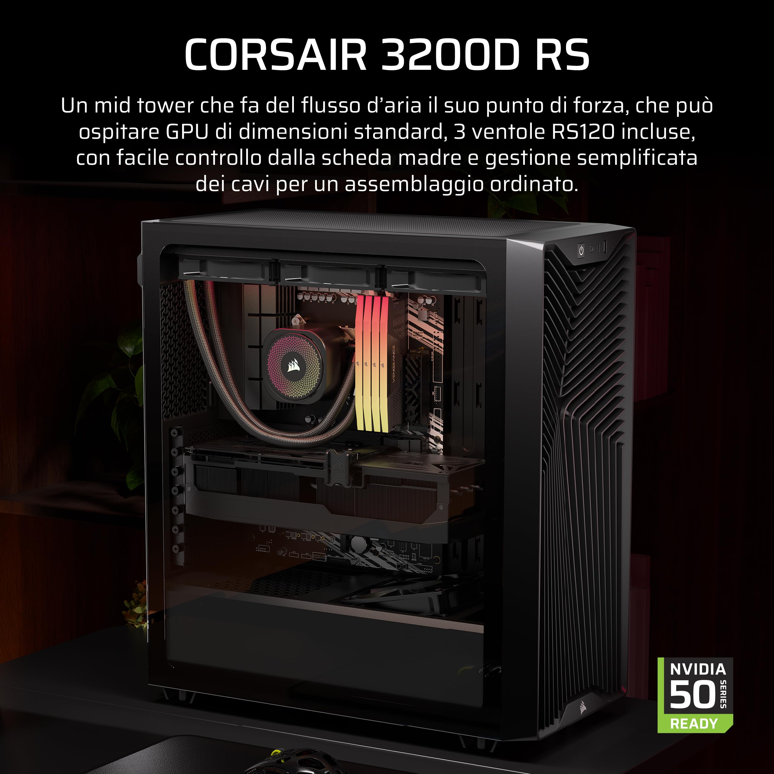 corsair-3200d-rs-case-pc-mid-tower-nero-con-3-ventole-rs120-e-radiatore-360mm image 2