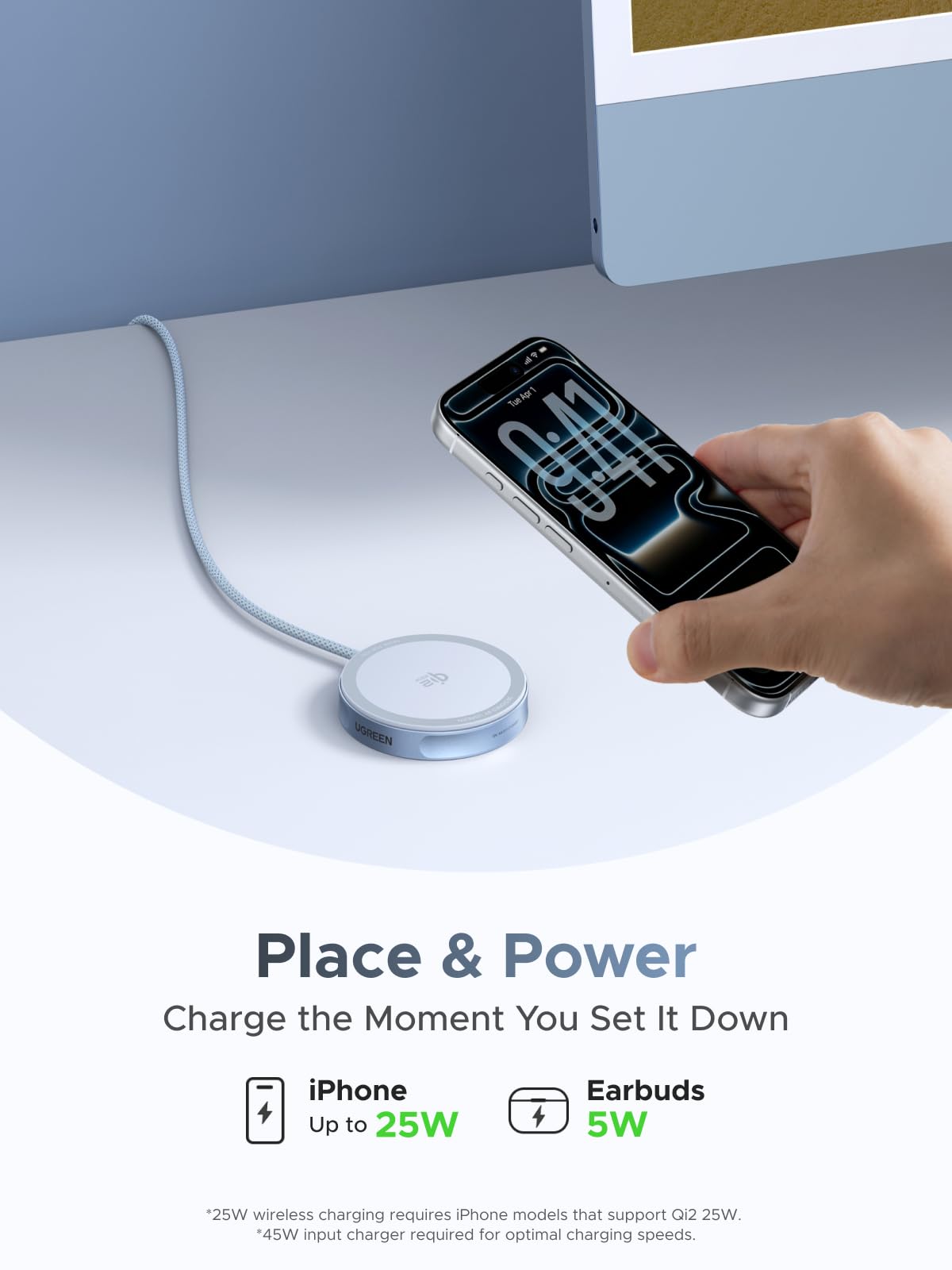 ugreen-magflow-qi2-25w-caricatore-wireless-magnetico-magsafe-1-5m image 3