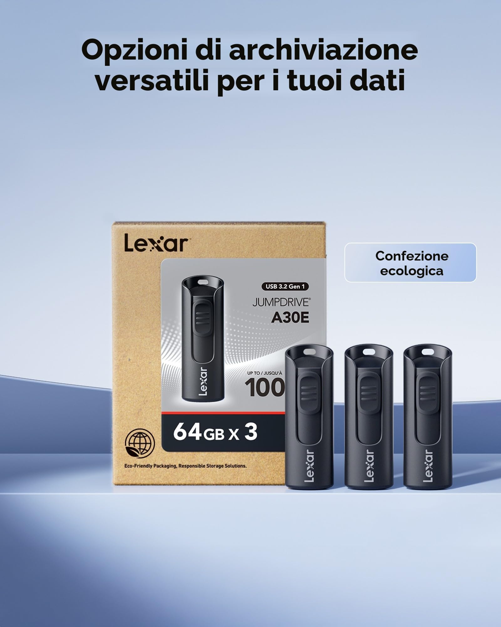 lexar-a30e-64gb-usb-3-2-chiavetta-100mb-s-confezione-3-pezzi image 3
