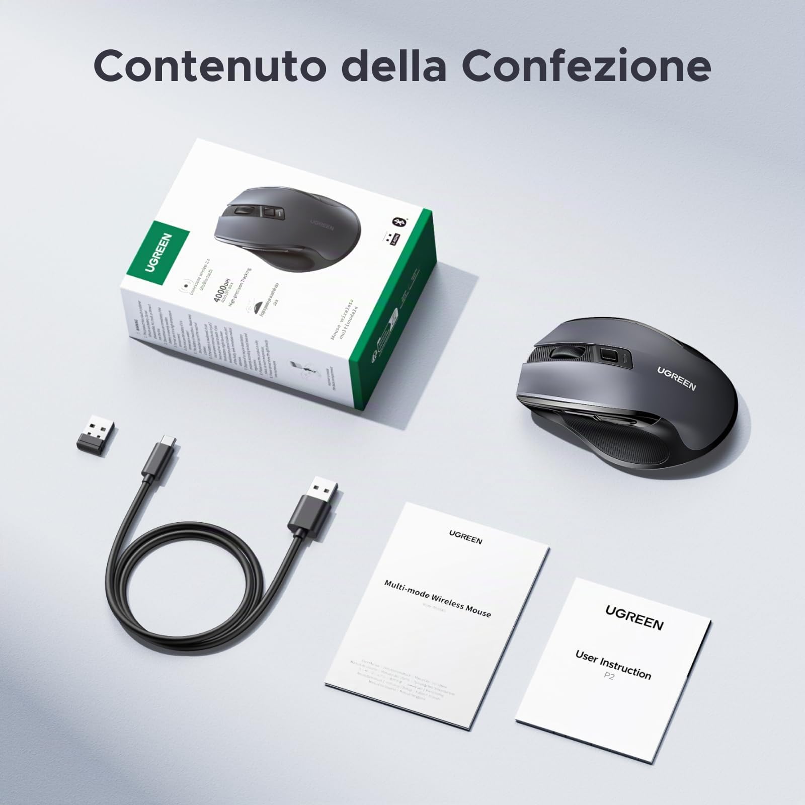 ugreen-mouse-wireless-bluetooth-2-4ghz-ricaricabile-4000-dpi-grigio-scuro image 8