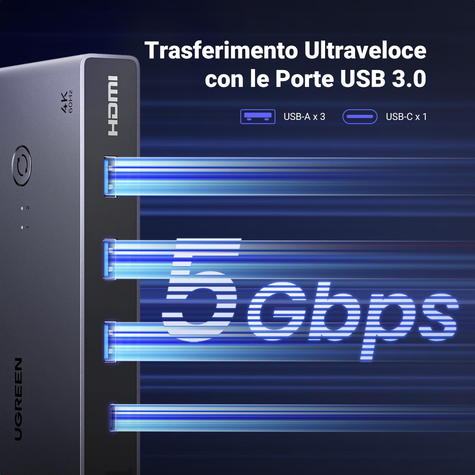 ugreen-switch-kvm-hdmi-2-0-4k-60hz-2-pc-2-monitor-usb-3-0 image 5