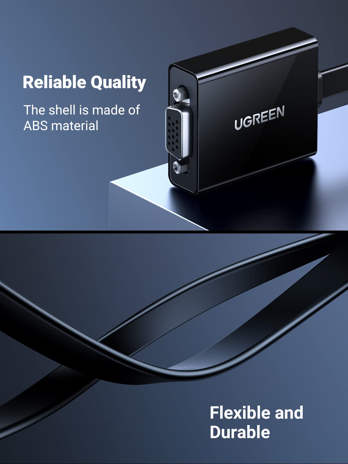 ugreen-adattatore-hdmi-a-vga-attivo-1080p-con-audio-jack-3-5mm-nero image 6
