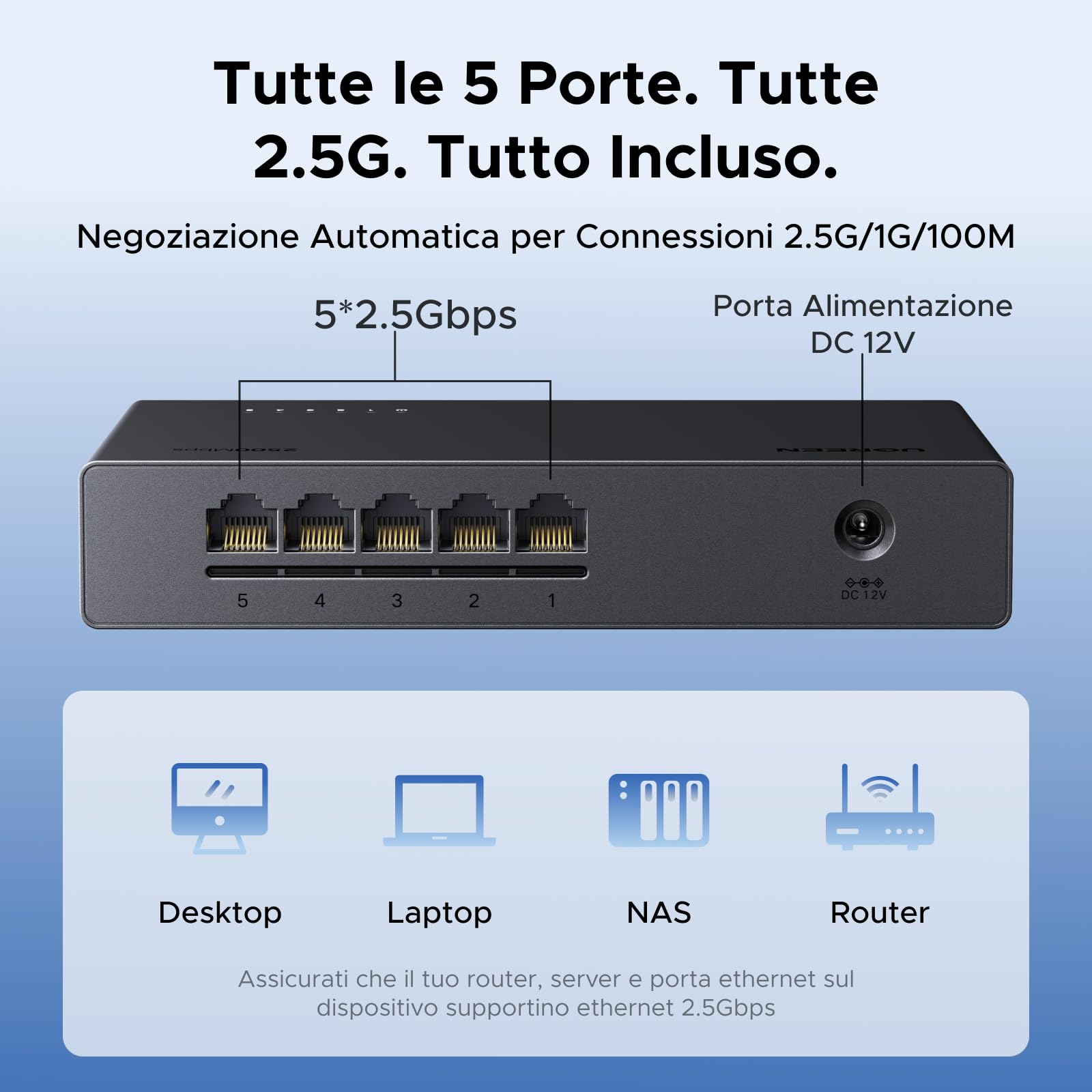 ugreen-switch-ethernet-2-5g-5-porte-rj45-plug-play image 3