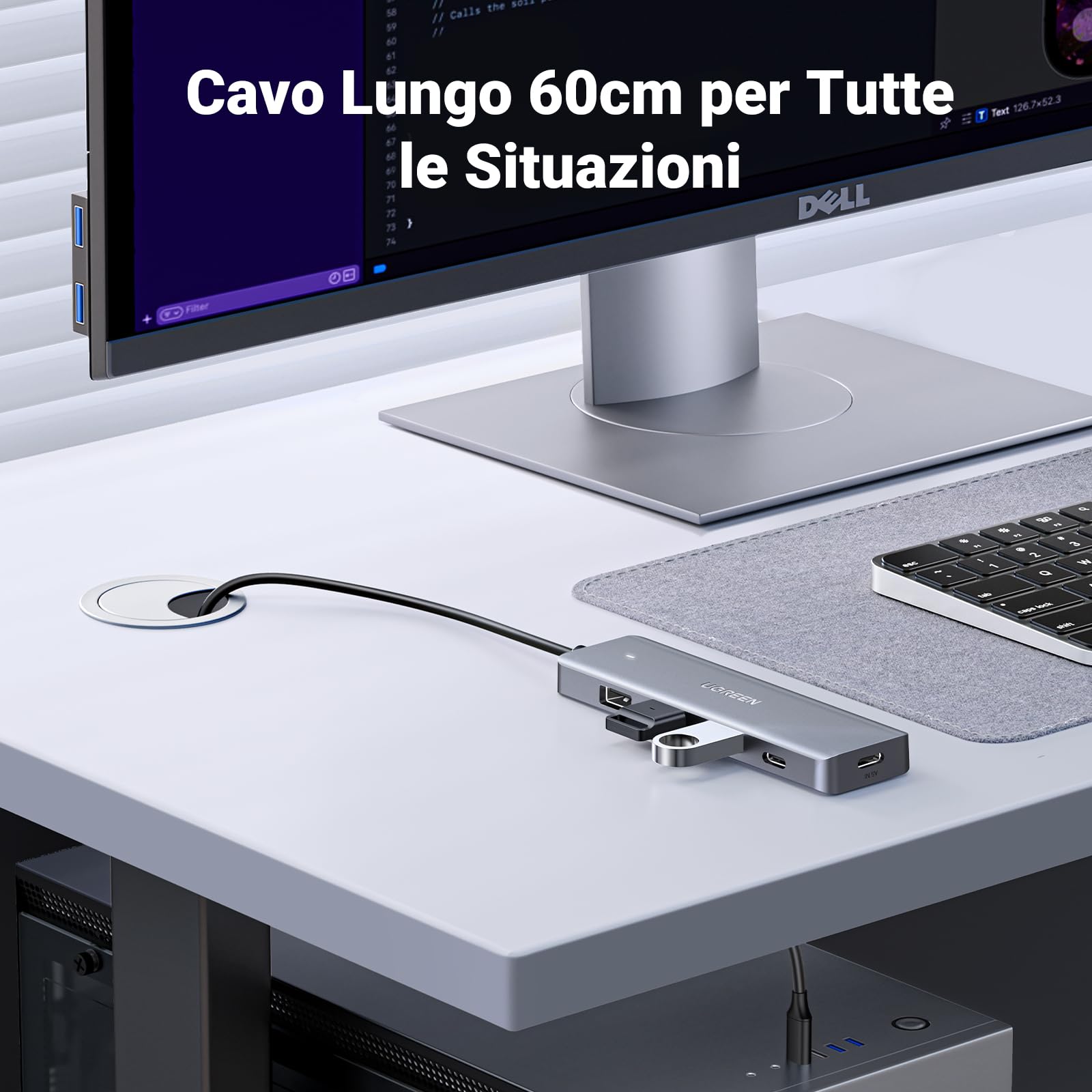 ugreen-hub-usb-3-0-4-porte-5gbps-con-cavo-60cm-per-pc-mac-ps5-dischi-rigidi-e-pe image 3