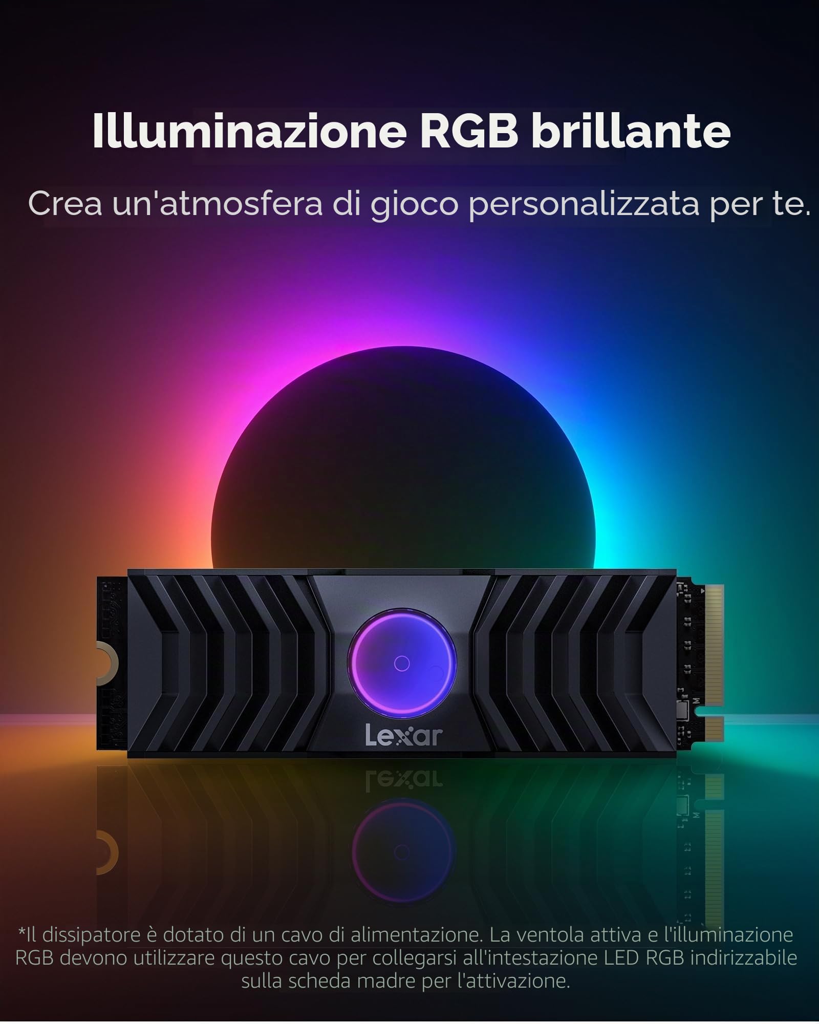 lexar-nm1090-ssd-nvme-1tb-m-2-2280-pcie-gen5x4-con-dissipatore-rgb image 4