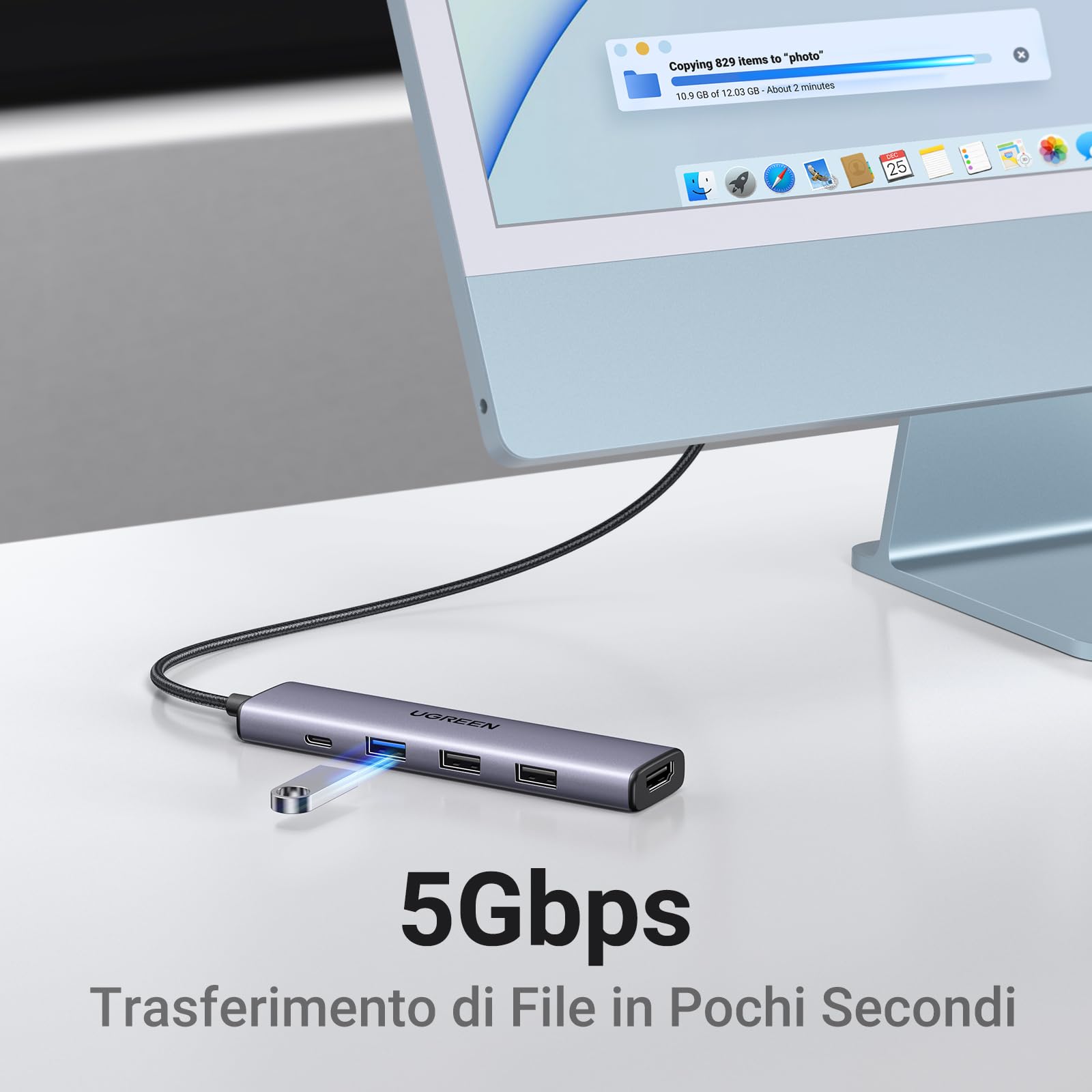 ugreen-revodok-105-hub-usb-c-5-in-1-hdmi-4k-pd-100w-grigio image 5