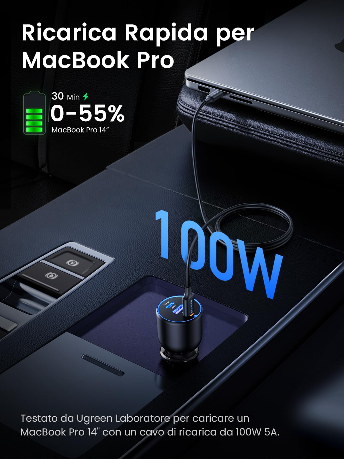 ugreen-caricatore-auto-usb-c-130w-3-porte-pd-qc image 4