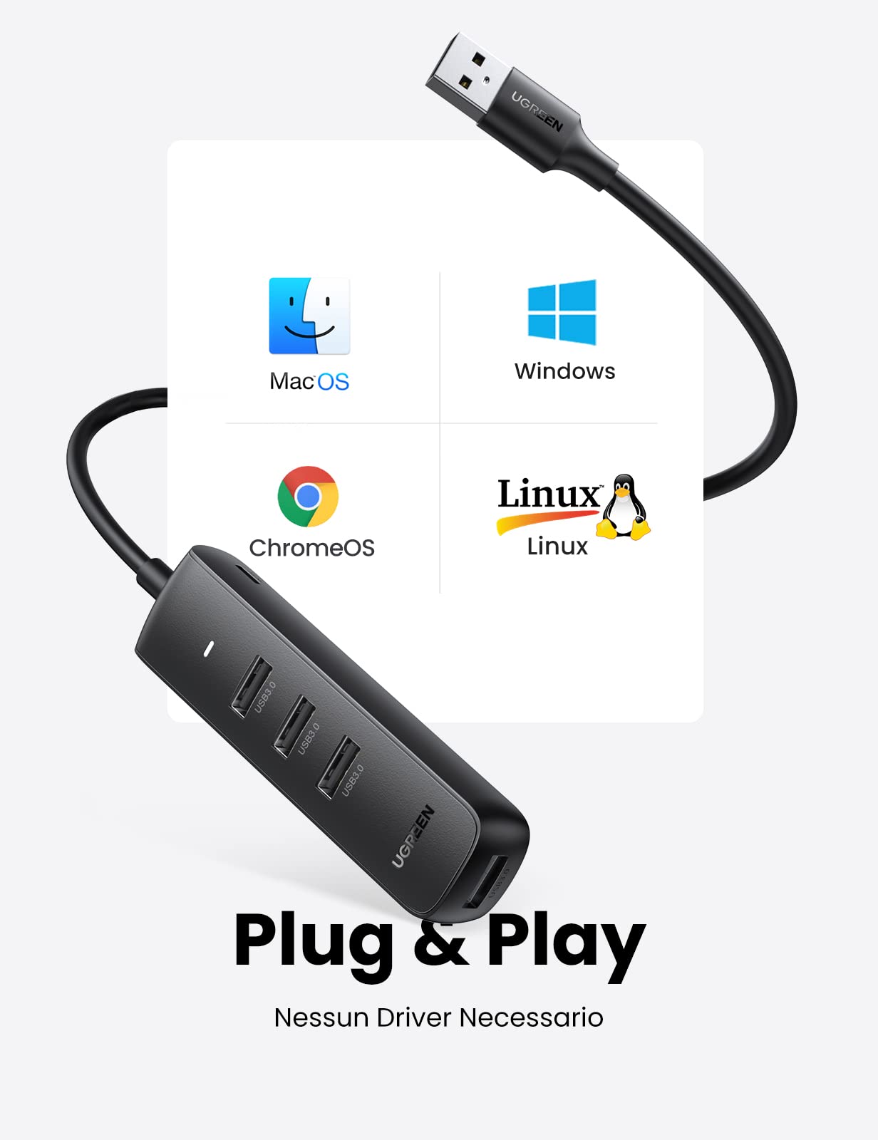 ugreen-hub-4-porte-usb-3-0-5gbps-con-cavo-1m-e-alimentazione-5v-2a image 5