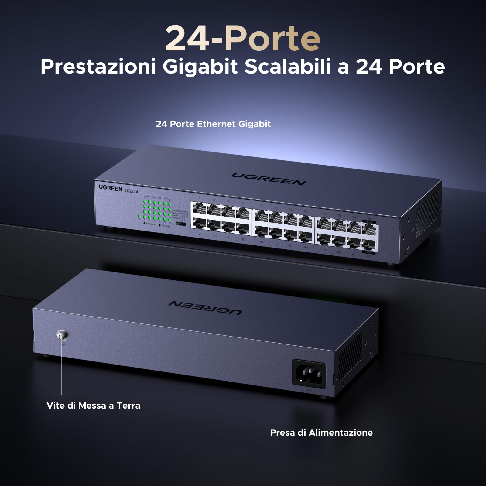 ugreen-switch-ethernet-gigabit-24-porte-rj45-1000mbps-desktop-parete image 2