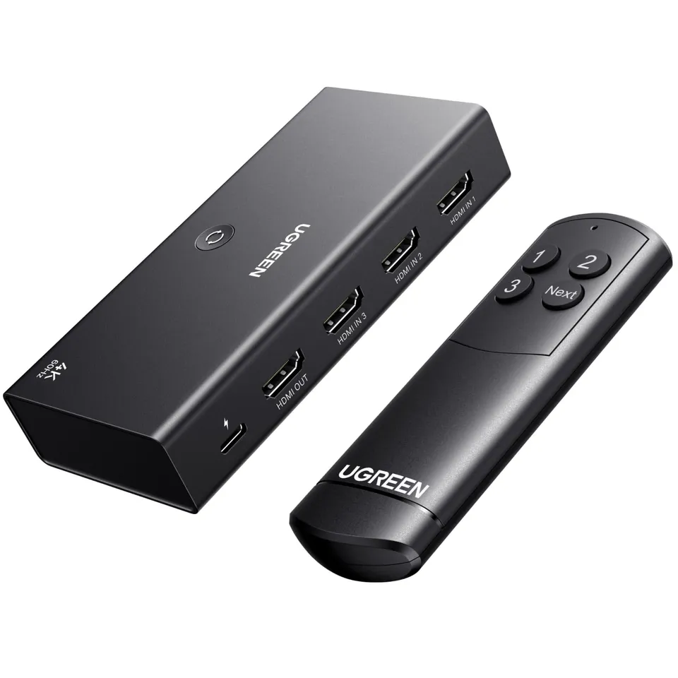 ugreen-hdmi-switch-4k-60hz-3-ingressi-1-uscita-switcher-hdmi-con-telecomando image 1
