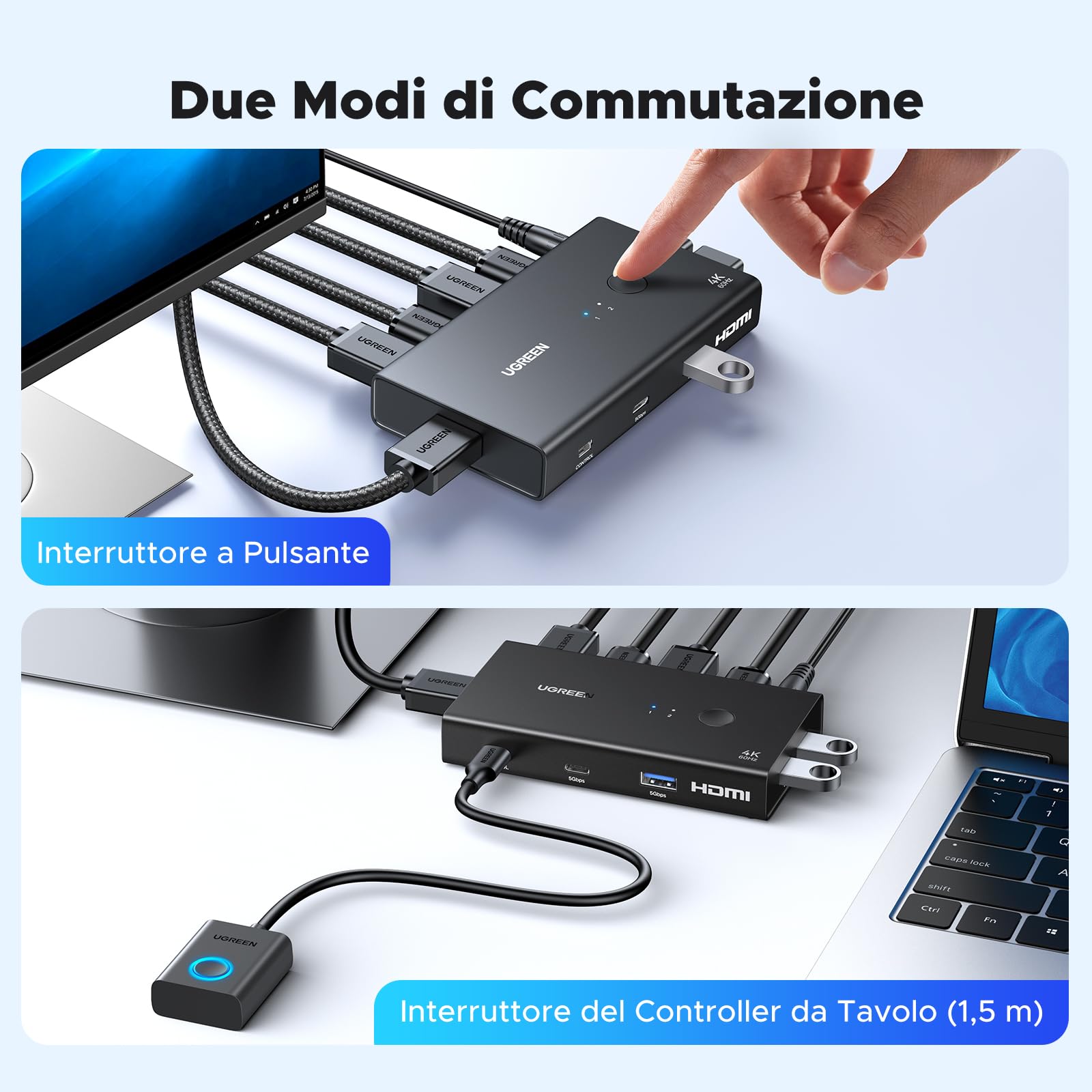 ugreen-switch-kvm-hdmi-4k-60hz-2-ingressi-1-uscita-con-4-usb-3-0 image 6