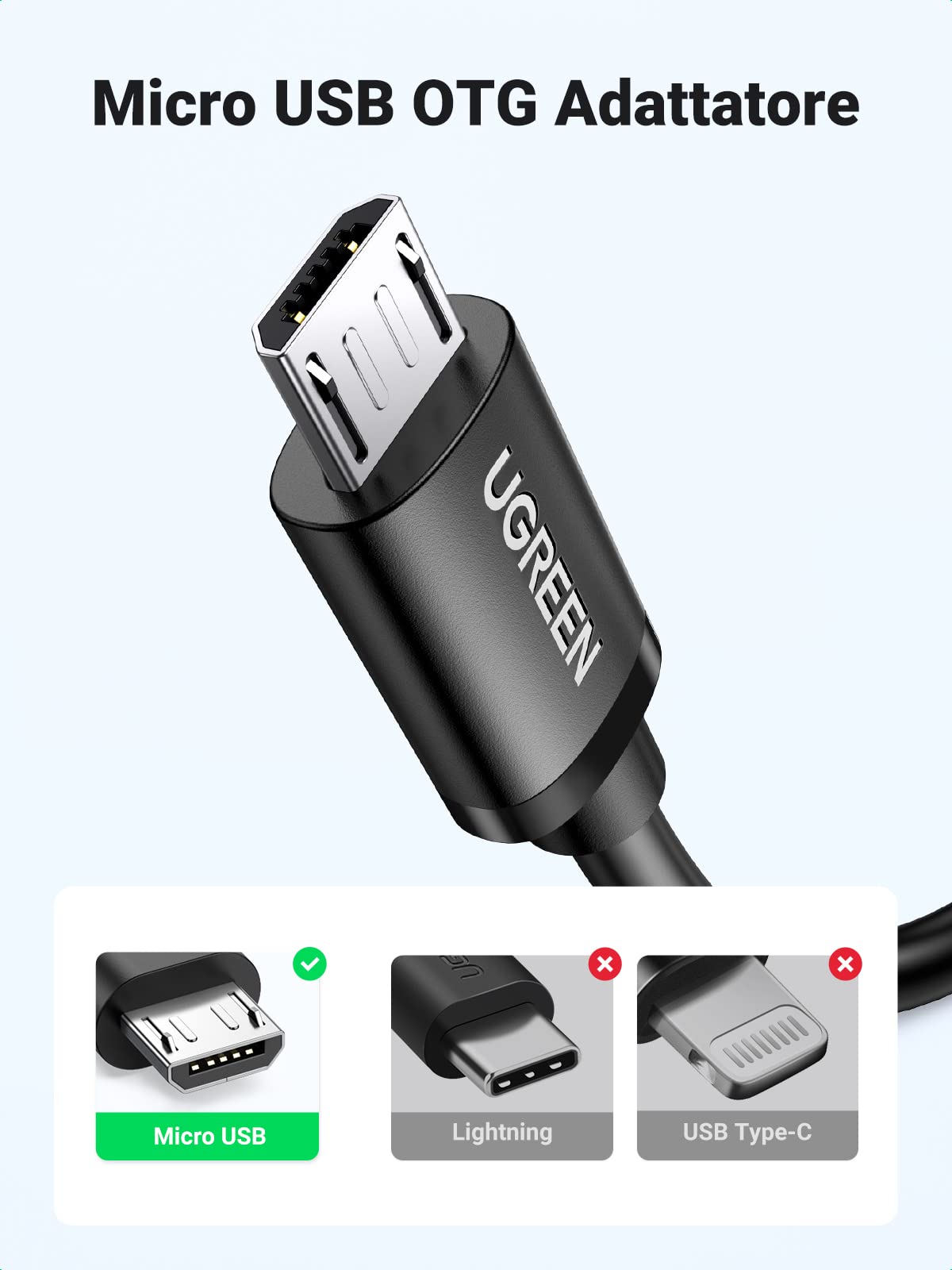 ugreen-cavo-otg-micro-usb-maschio-a-usb-2-0-femmina-12cm image 2