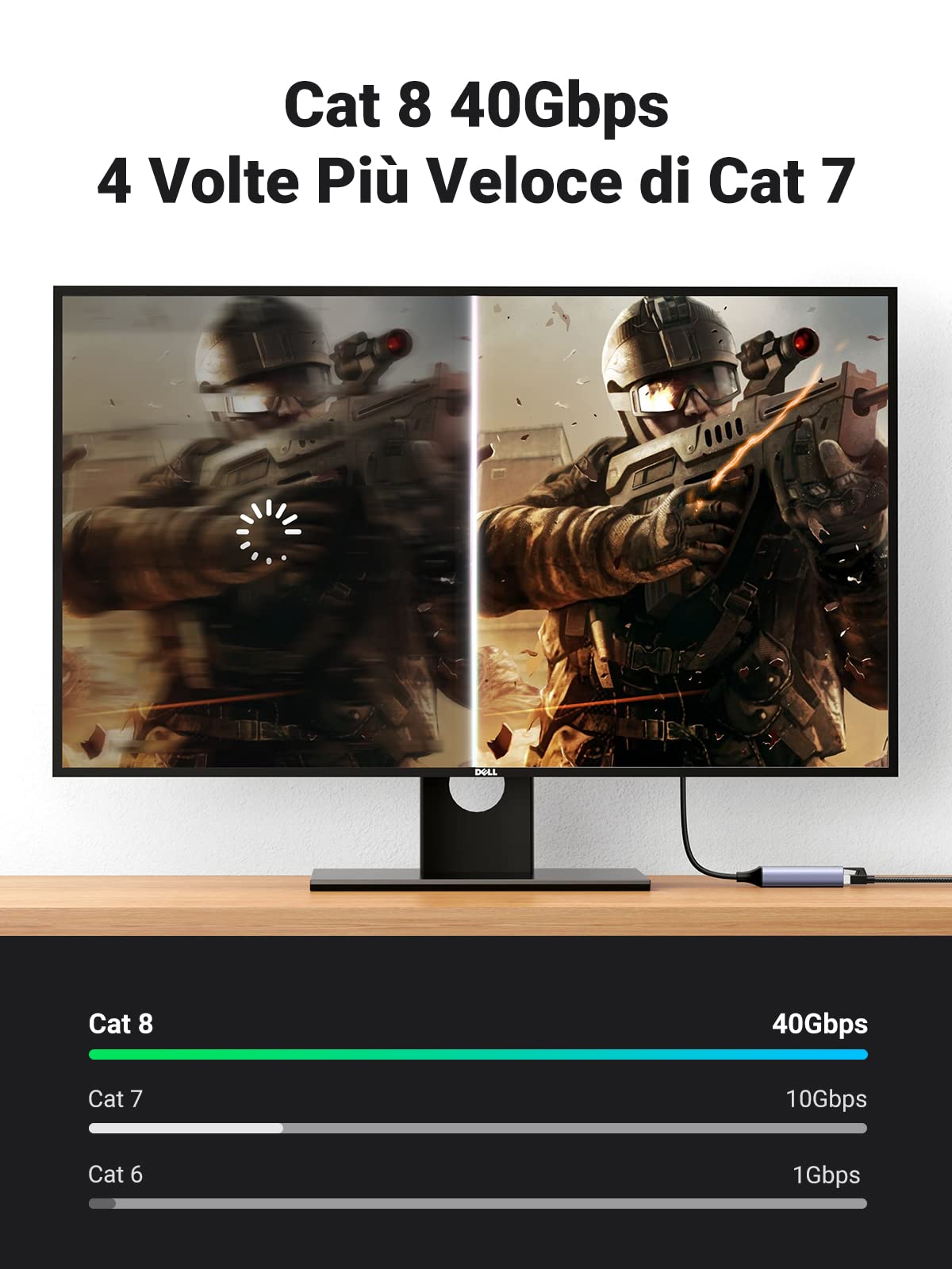 ugreen-cavo-ethernet-cat-8-rj45-40gbps-2000mhz-1m-nylon-intrecciato-nero image 2