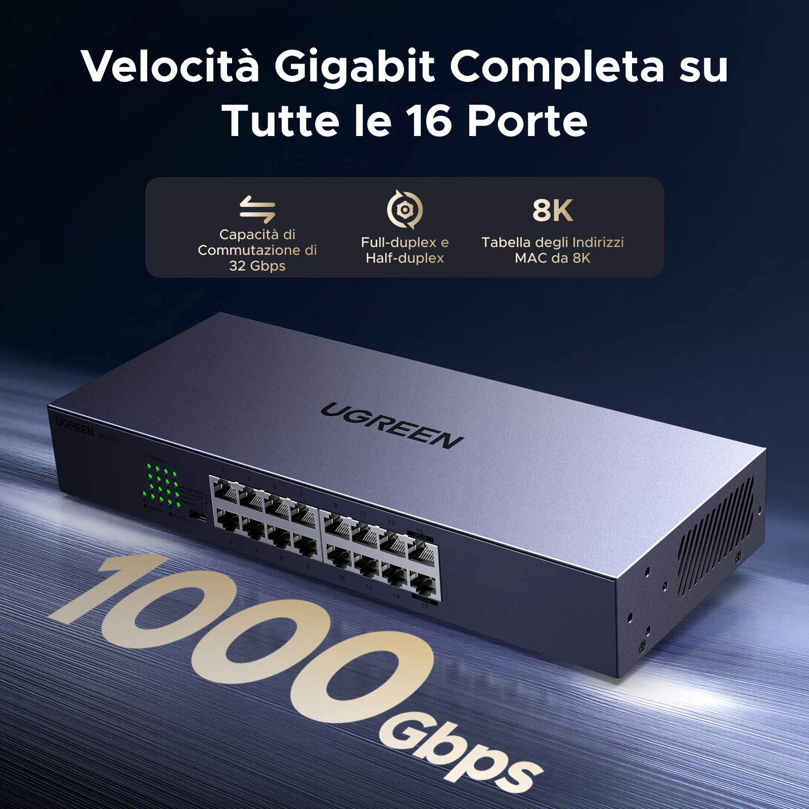 ugreen-switch-ethernet-gigabit-16-porte-rj45-1000mbps-desktop-parete image 6