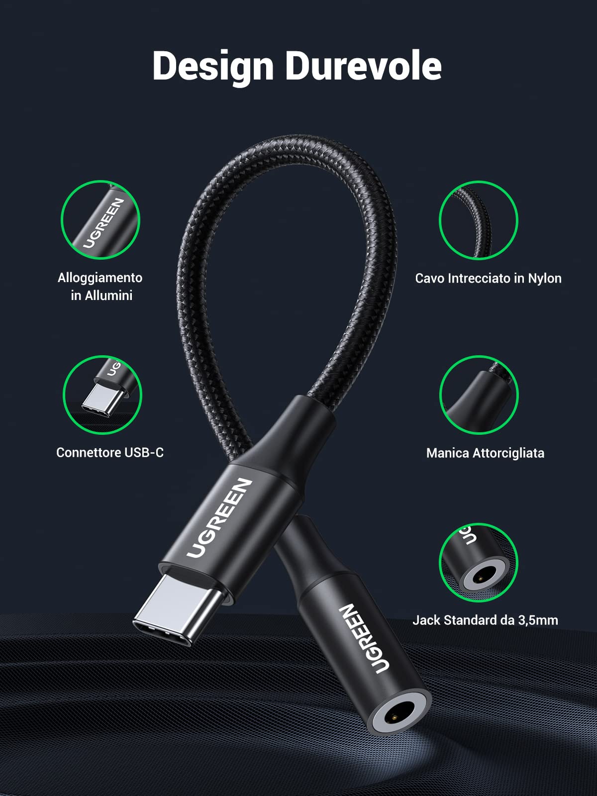 ugreen-adattatore-usb-c-a-jack-3-5mm-nylon-nero-per-cuffie image 4