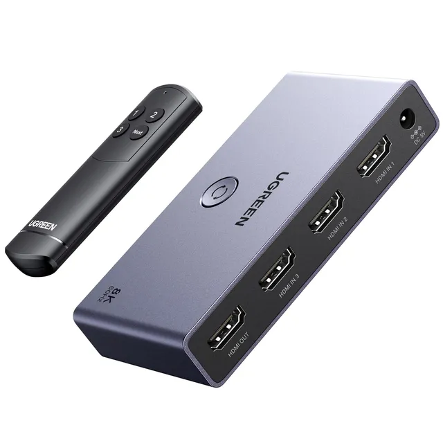 ugreen-switch-hdmi-2-1-8k-60hz-4k-120hz-3-ingressi-1-uscita-con-telecomando image 1