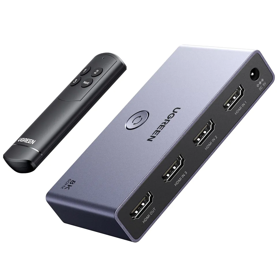 ugreen-switch-hdmi-2-1-8k-60hz-4k-120hz-3-ingressi-1-uscita-con-telecomando image 1
