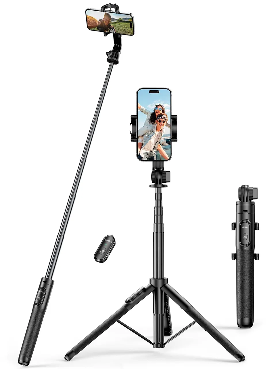 ugreen-treppiede-selfie-stick-bluetooth-3-in-1-estensibile-150-cm-con-telecomand image 1