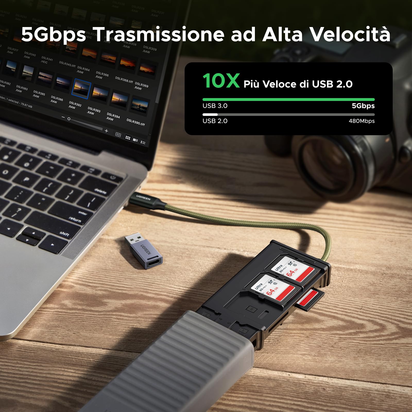 ugreen-lettore-di-schede-sd-tf-usb-c-usb-a-con-custodia-portatile-170mb-s image 5