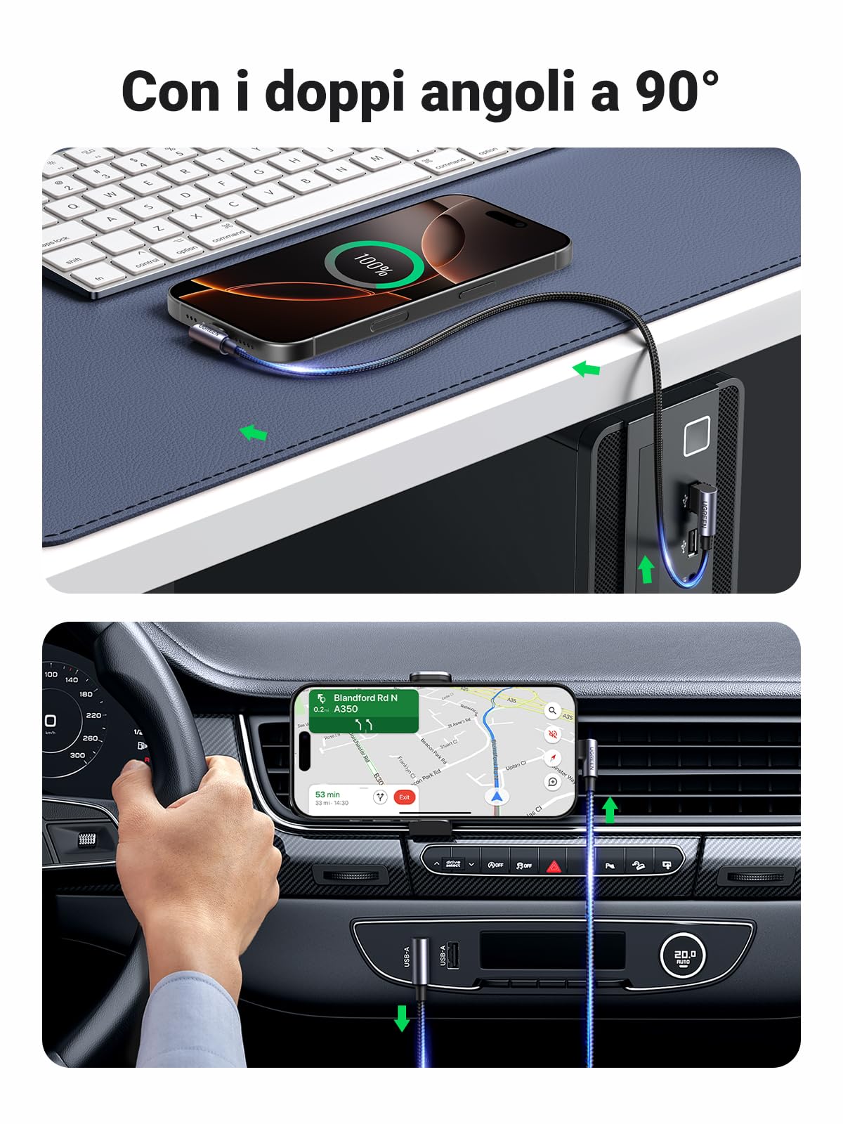 ugreen-cavo-usb-a-a-usb-c-90-gradi-3a-qc3-0-480mbps-nylon-0-5m image 5