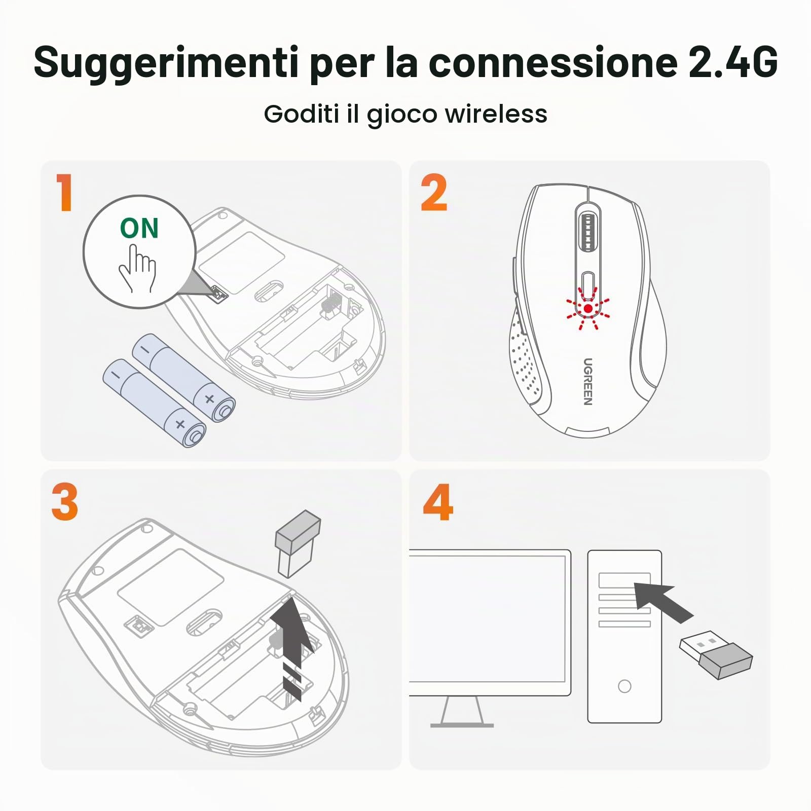 ugreen-mouse-wireless-ergonomico-2-4ghz-usb-1600-dpi-nero image 6
