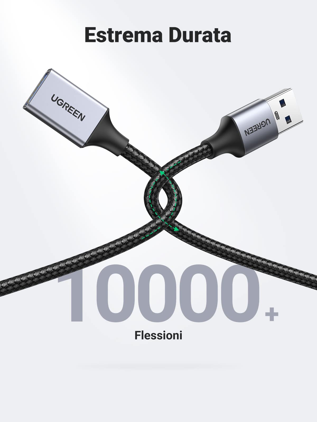 ugreen-cavo-prolunga-usb-3-0-nylon-maschio-a-femmina-5gbps-1m-alluminio image 5