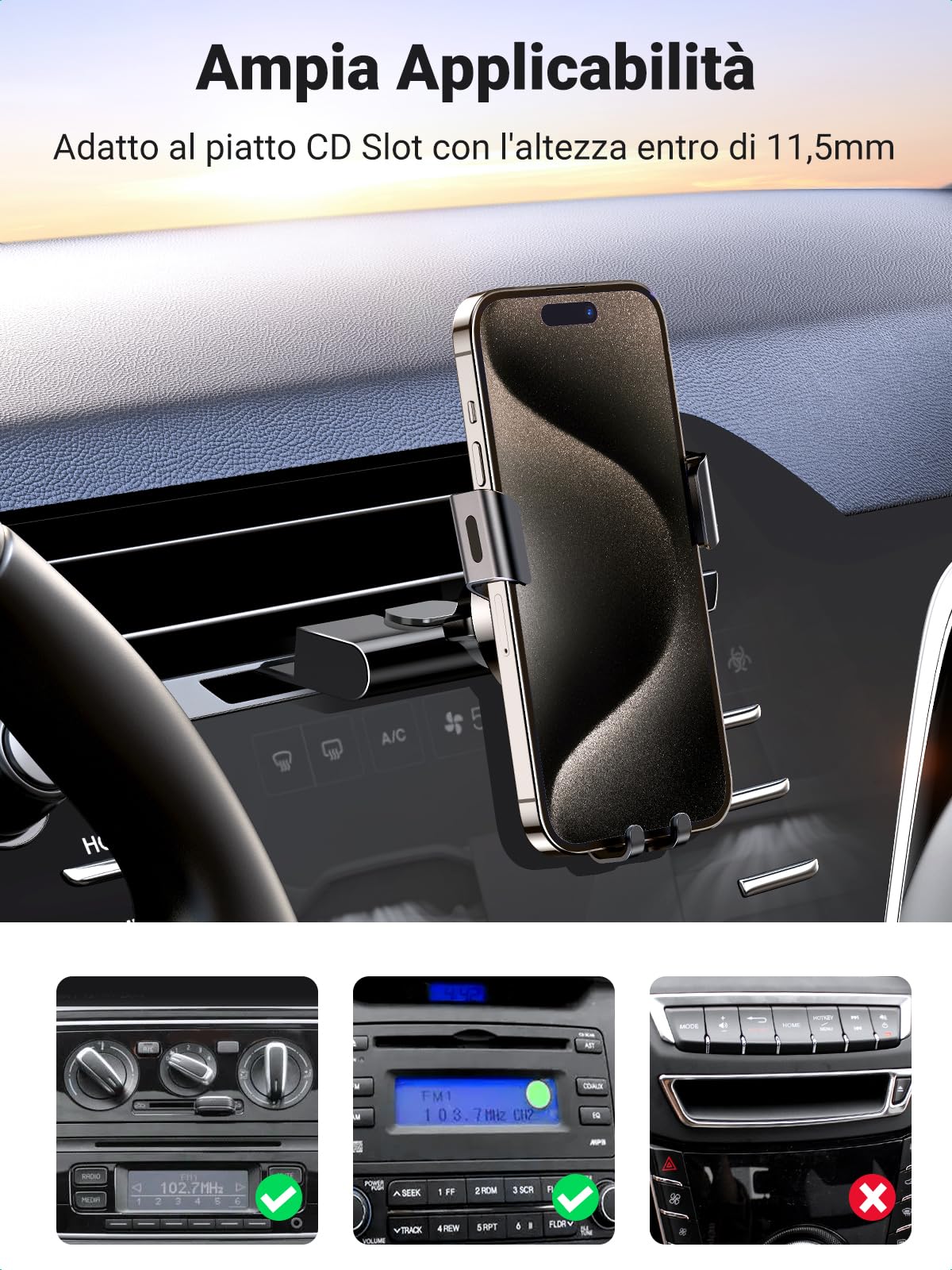 ugreen-supporto-telefono-auto-a-gravit-in-alluminio-per-slot-cd image 6