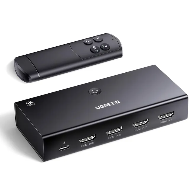 ugreen-switch-hdmi-4k-60hz-3-ingressi-1-uscita-con-telecomando-ir image 1