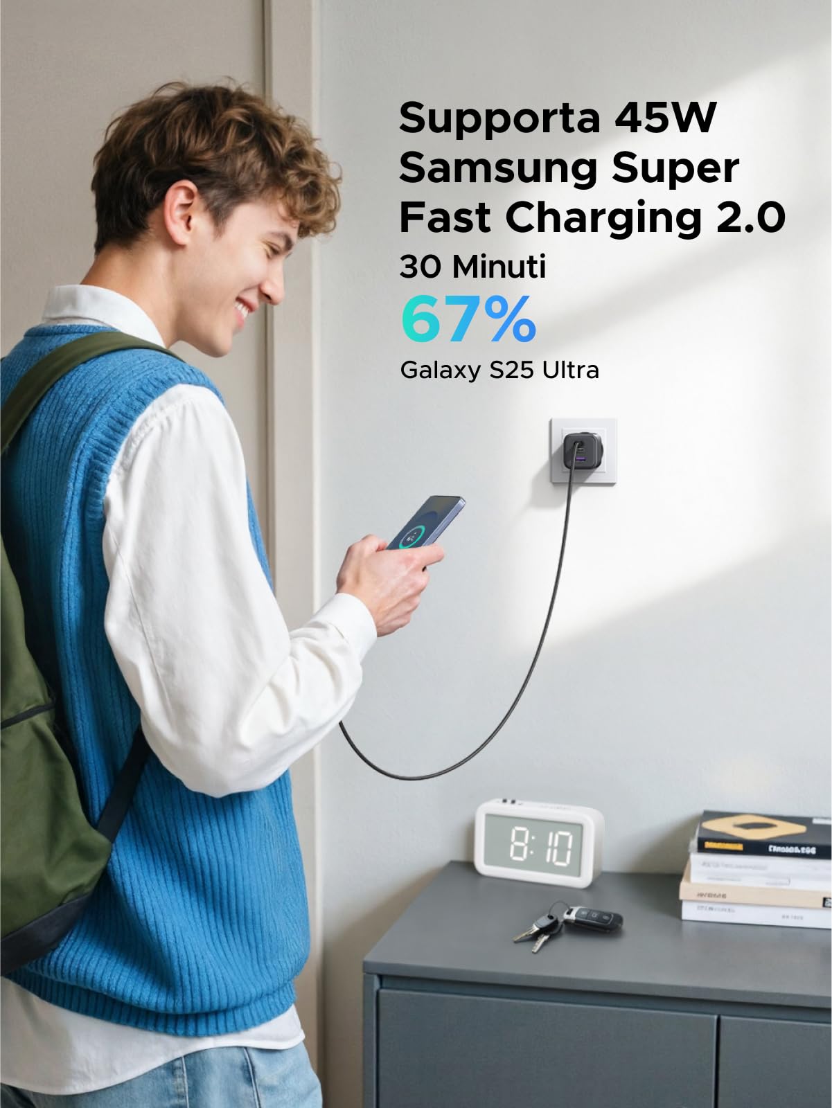ugreen-zapix-caricatore-usb-c-45w-gan-rapido-3-porte-sfc-2-0 image 4