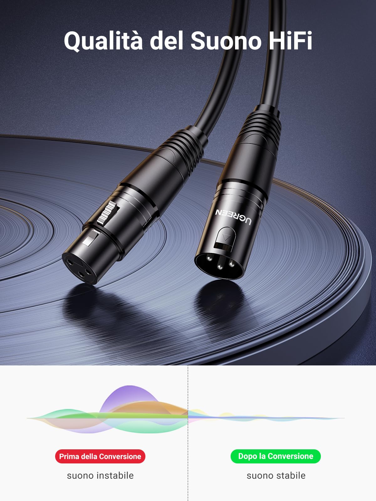 ugreen-cavo-xlr-bilanciato-maschio-femmina-cannon-2m-per-microfono image 2
