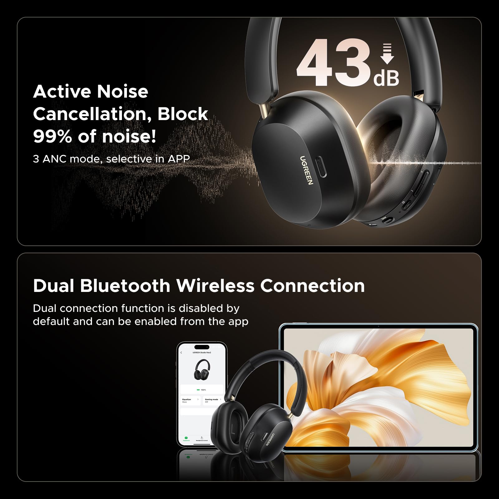 ugreen-hitune-max5c-cuffie-bluetooth-over-ear-anc-43db-nere image 7