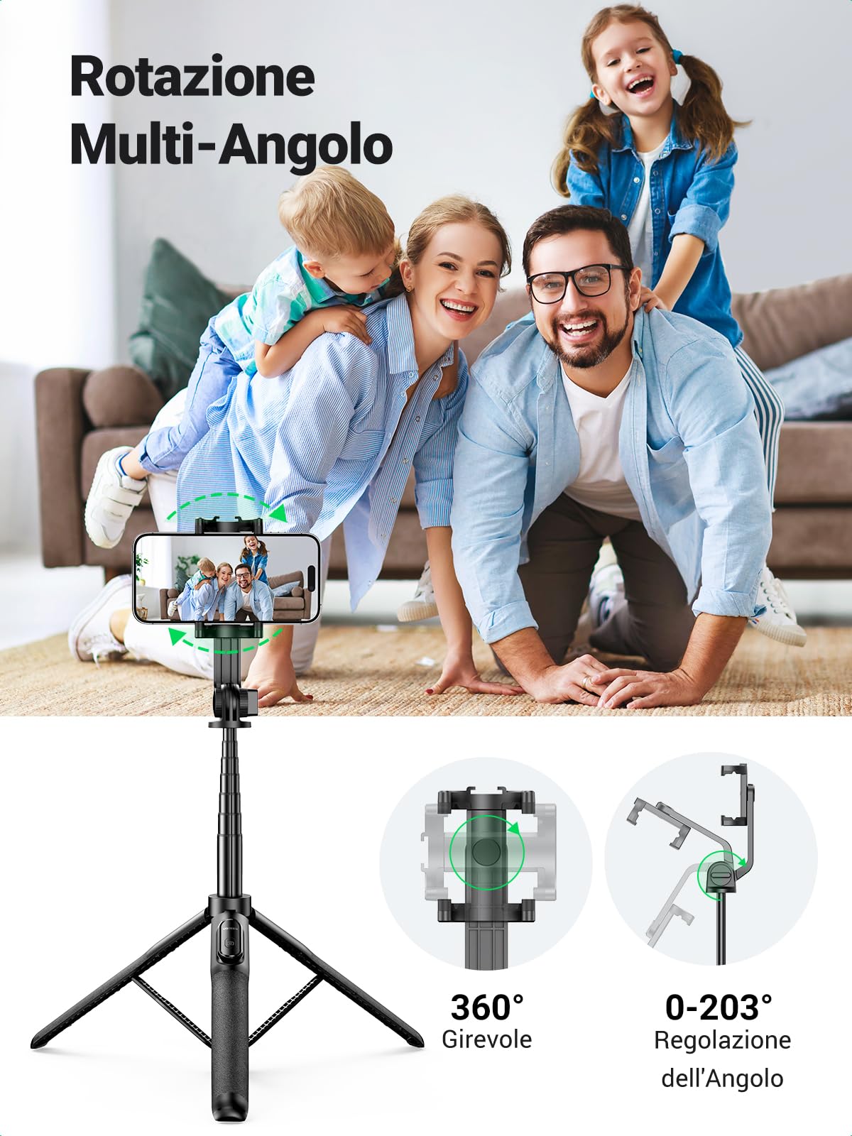 ugreen-treppiede-selfie-stick-bluetooth-3-in-1-estensibile-150-cm-con-telecomand image 3