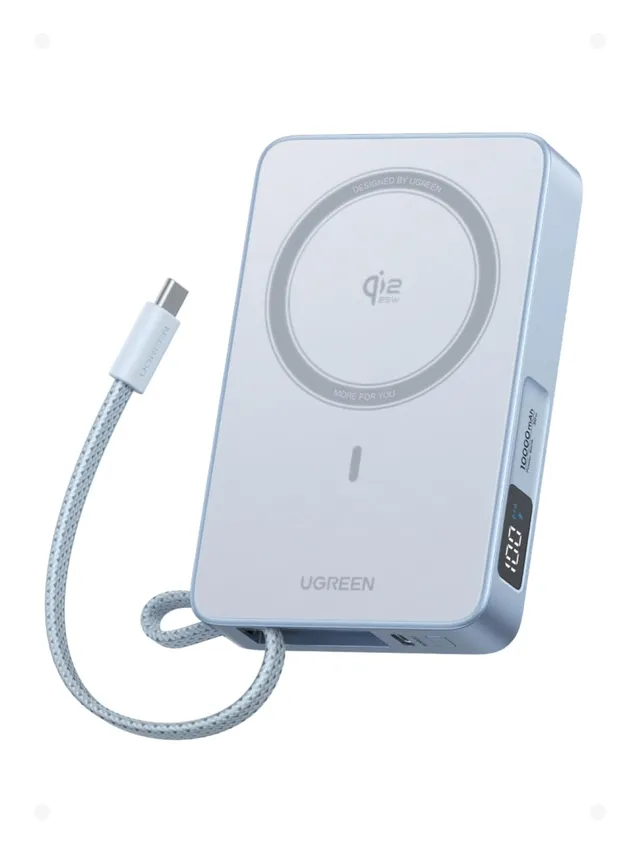 ugreen-magflow-qi2-25w-power-bank-magsafe-10000mah-usb-c-pd-30w-blu image 1