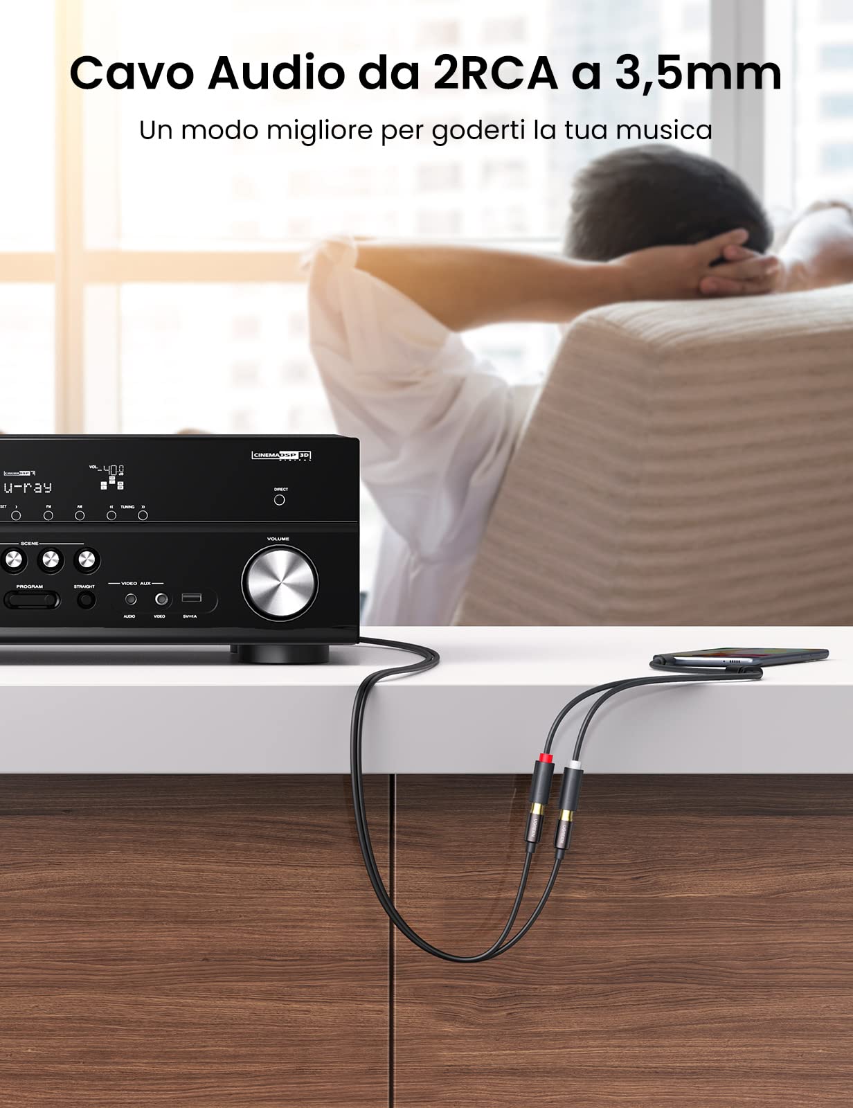 ugreen-adattatore-audio-2-rca-femmina-a-jack-3-5mm-maschio-20cm image 5