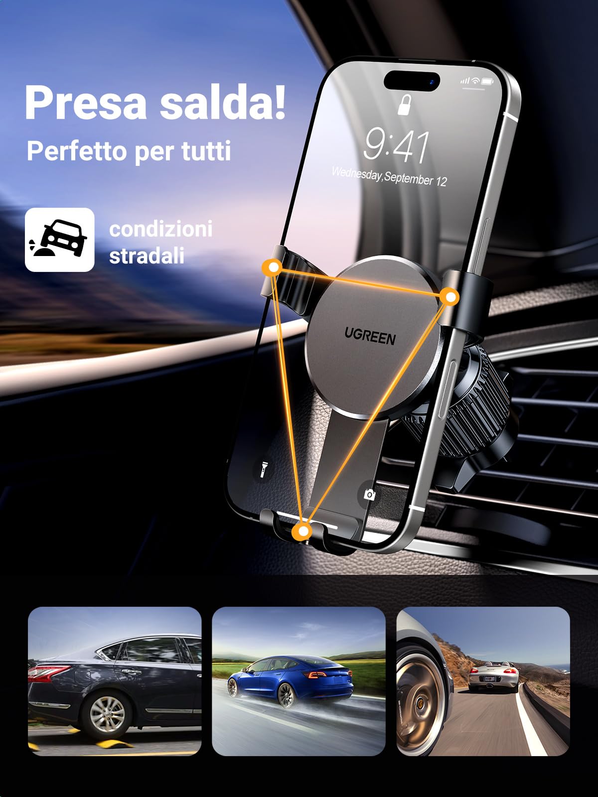 ugreen-supporto-telefono-auto-a-gravit-per-bocchetta-aria-nero image 4