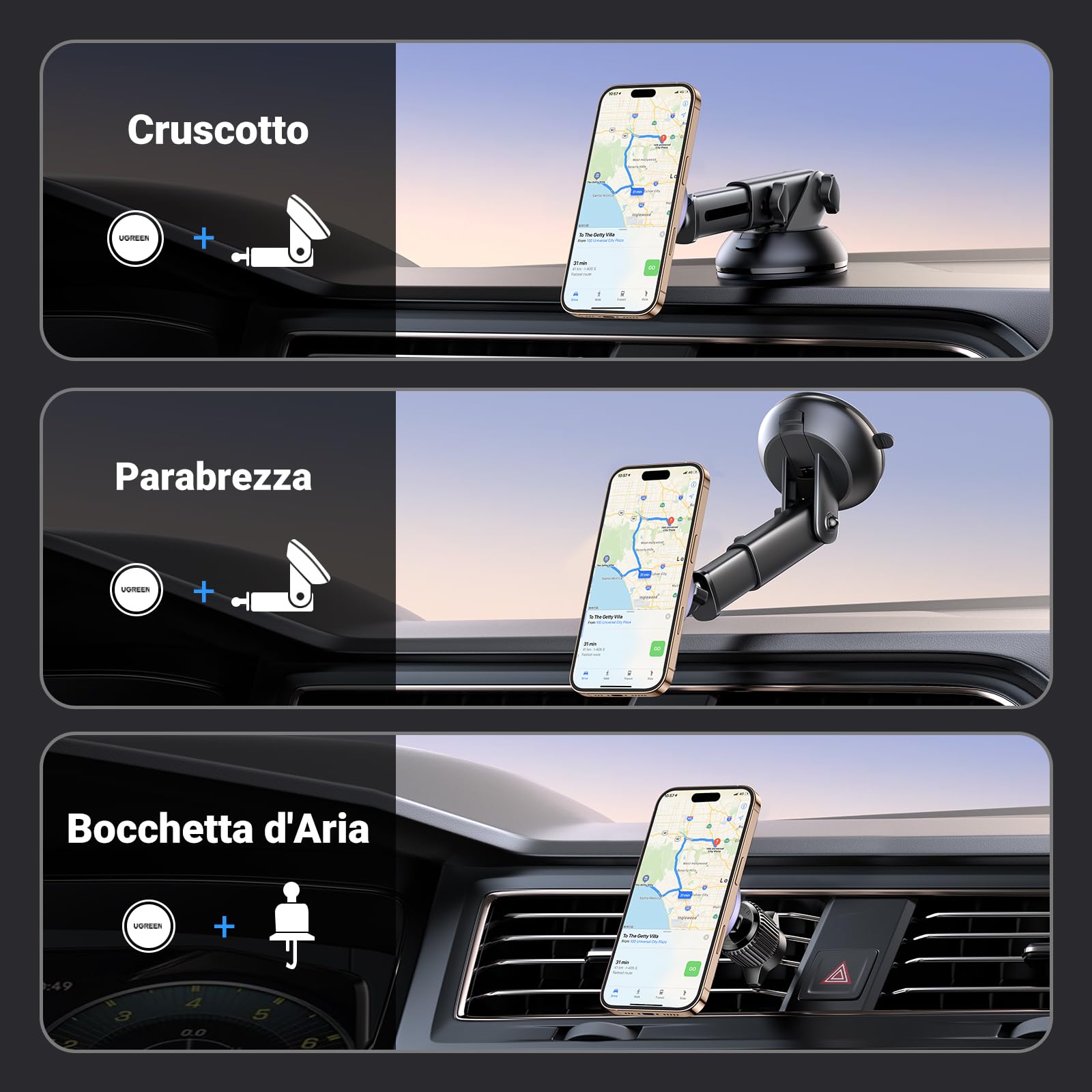 ugreen-supporto-telefono-auto-magsafe-2-in-1-ventosa-bocchetta-con-anelli-magnet image 7