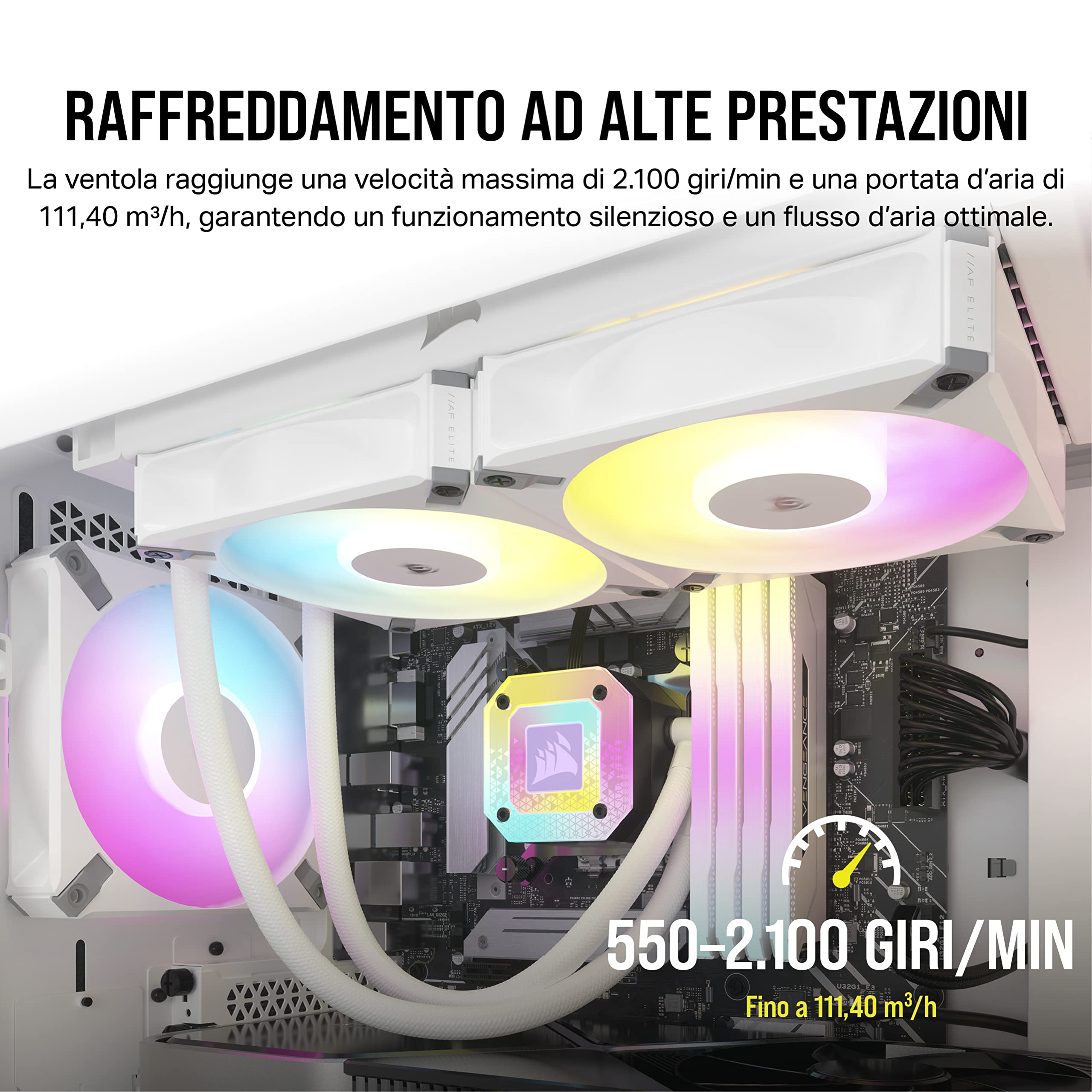 corsair-icue-af120-rgb-elite-kit-3-ventole-pwm-120-mm-bianco-con-controller image 3