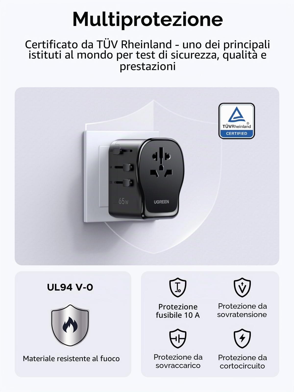 ugreen-65w-adattatore-da-viaggio-universale-gan-2x-usb-c-usb-a image 7