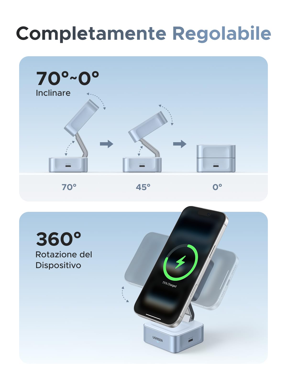ugreen-magflow-qi2-25w-stazione-di-ricarica-wireless-2-in-1-per-iphone-e-airpods image 8