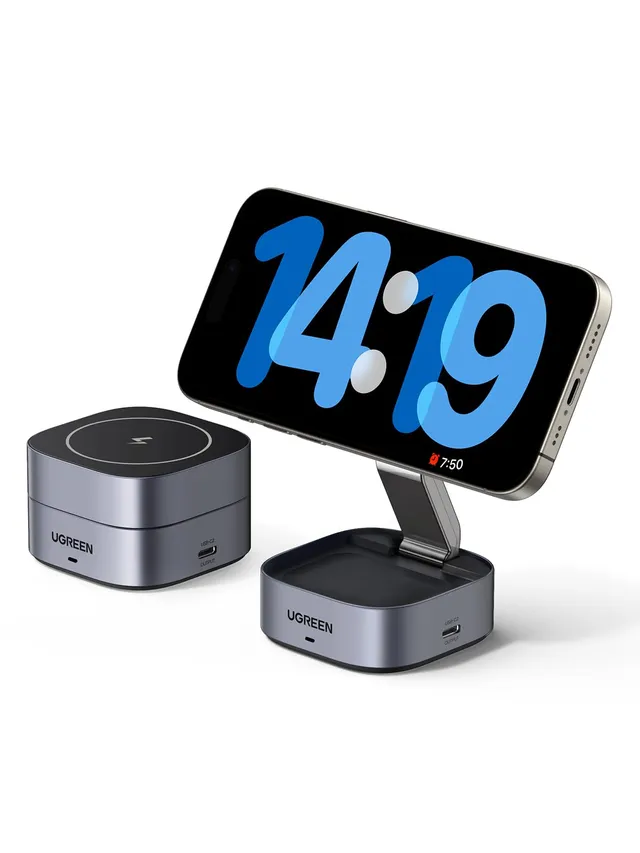 ugreen-magflow-caricatore-wireless-magnetico-2-in-1-per-iphone-e-airpods image 1