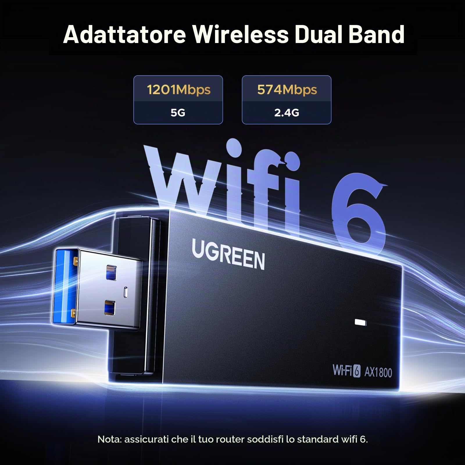 ugreen-chiavetta-usb-wifi-6-ax1800-dual-band-2-4-5ghz-wpa3 image 3